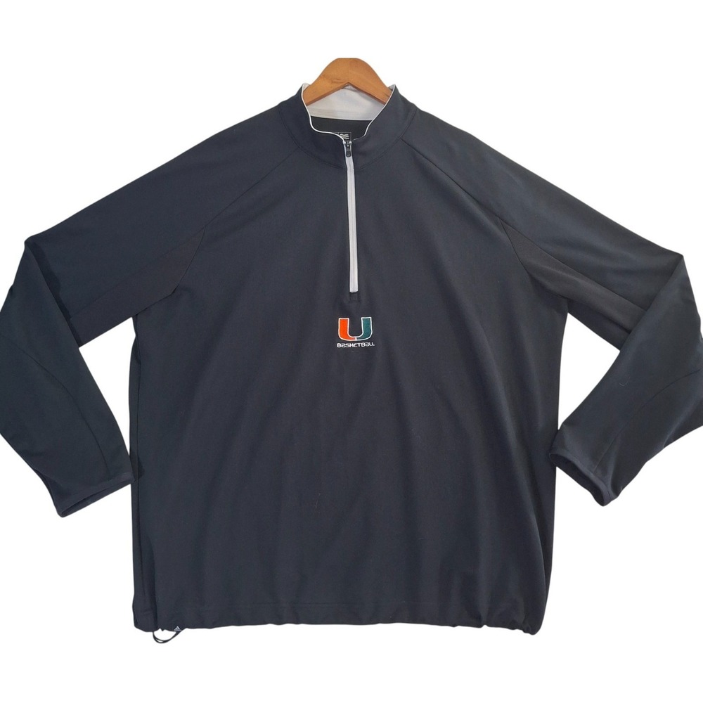 Miami Hurricanes Basketball 1/4 Zip Pullover Men's XL Black Adidas Climacool
